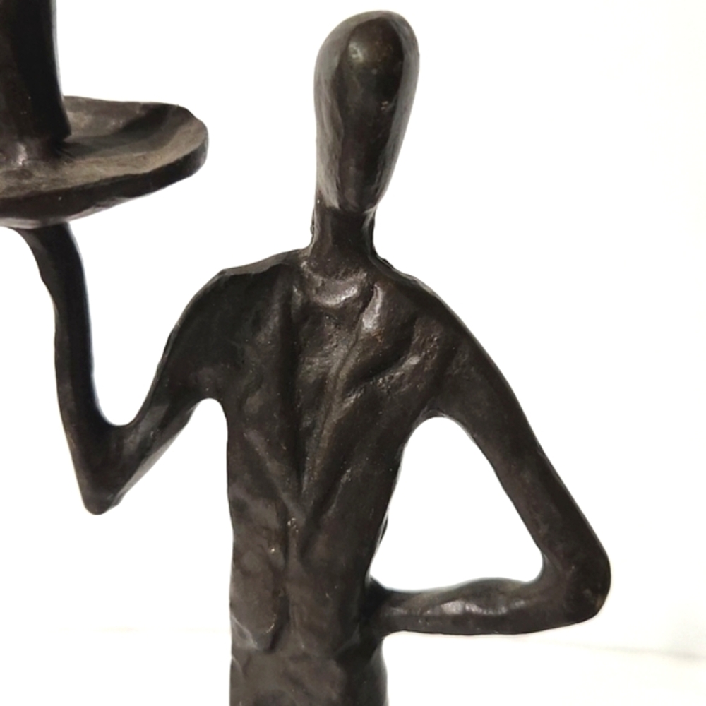 Vintage Bronze Brutalist Abstract Sculpture Wine Cocktail Waiter 10.7" Tall - Picture 13 of 14